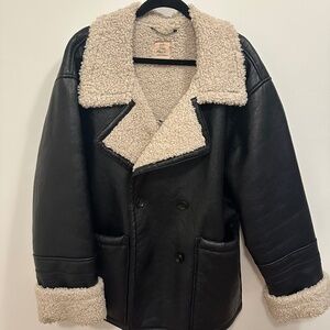 Free People Vegan Leather Sherpa Jacket
